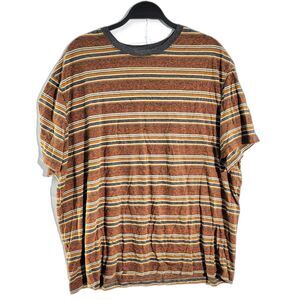 Faded Glory Terracotta Striped Cotton Athletic Brown Short Sleeve T Shirt 2XL
